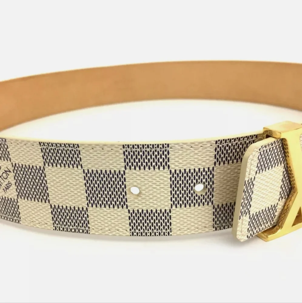 LOUIS VUITTON DAMIER AZUR INTRALES LV SAINT TULLE WHITE MENS BELT /N2483 - Picture 3 of 10